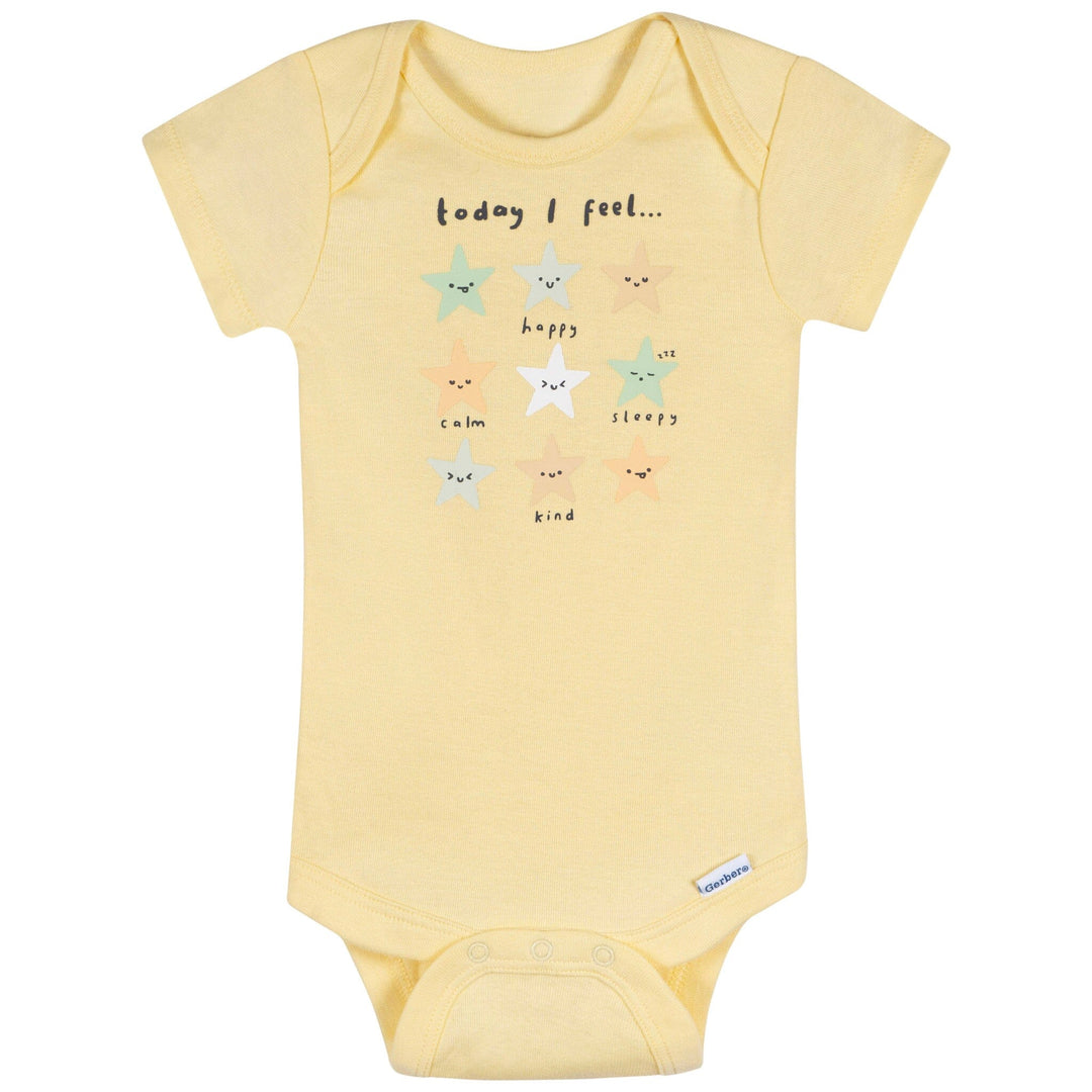 3-Pack Baby Neutral Starry Smiles Short Sleeve Onesies® Bodysuits
