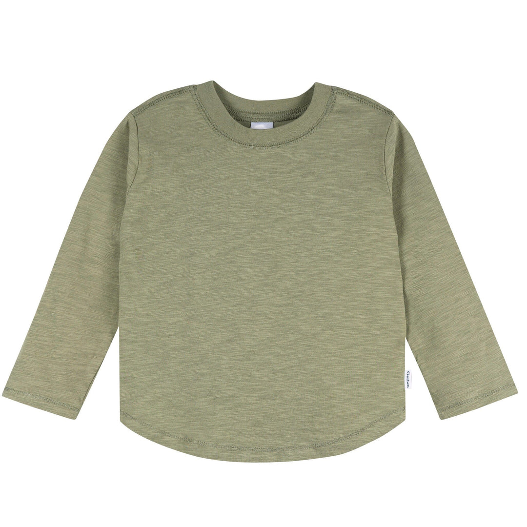 3-Pack Infant & Toddler Boys Green/Brown/Blue Long Sleeve Shirts Tops Gerber® 
