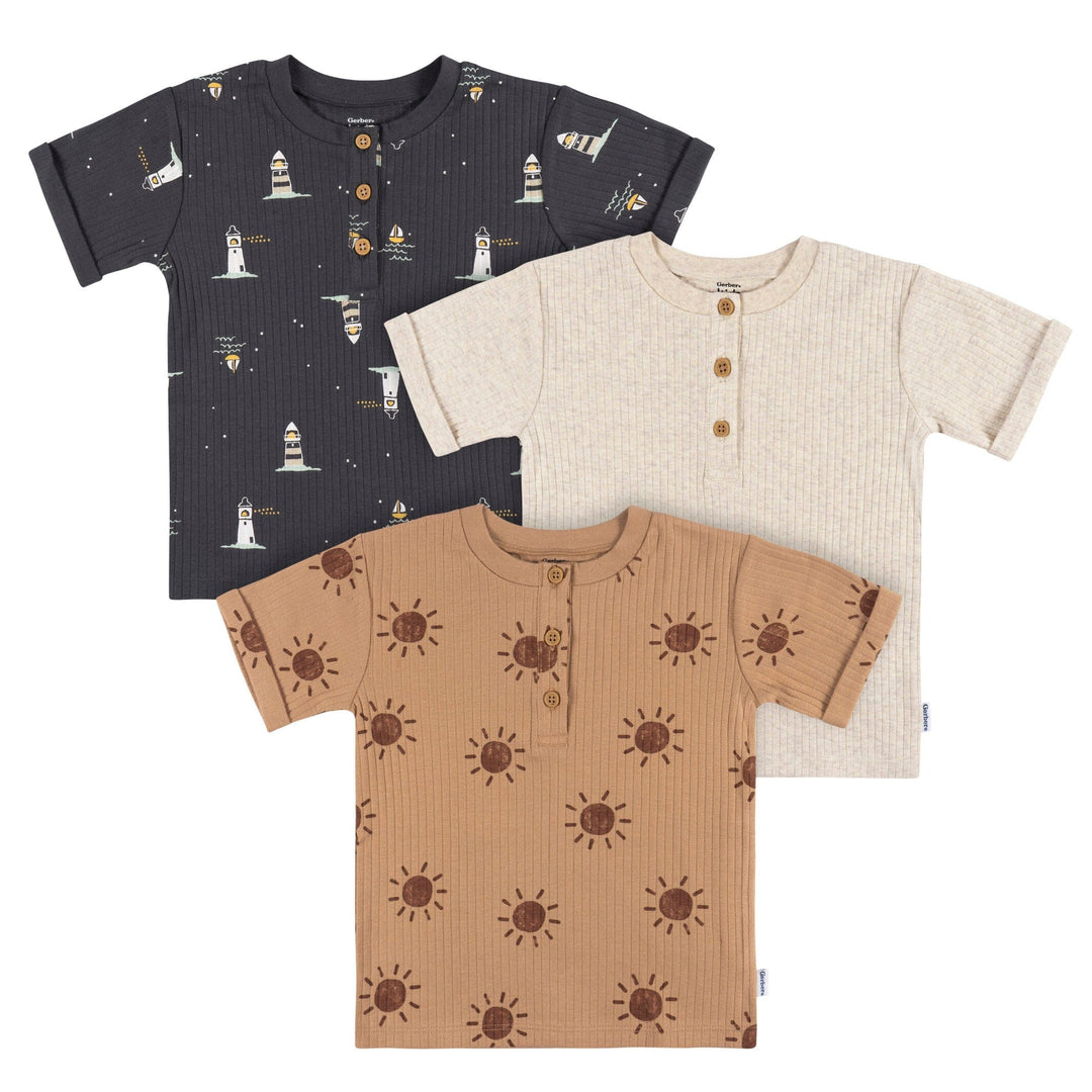 3-Pack Infant and Toddler Boys Sun Henley T-Shirts