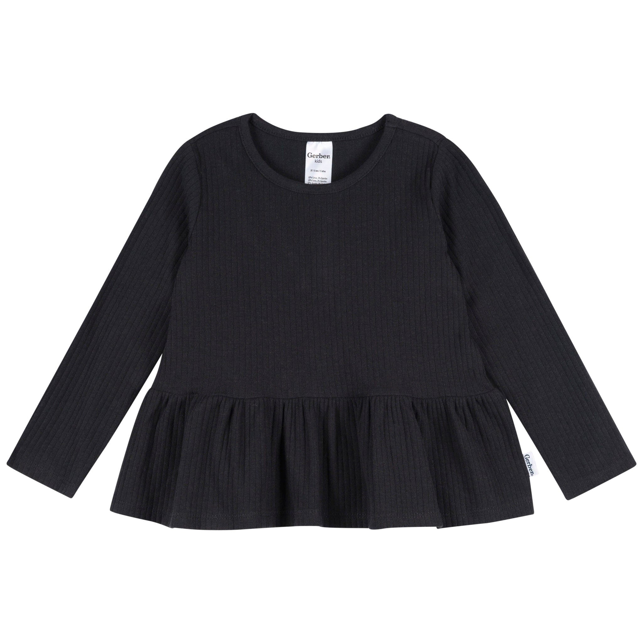 3-Pack Infant & Toddler Girls Black/White/Grey Long Sleeve Shirts Tops Gerber® 