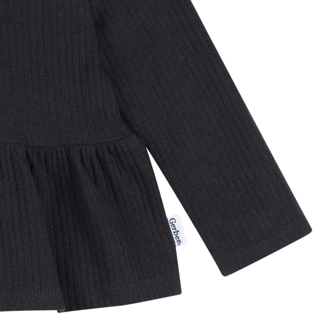 3-Pack Infant & Toddler Girls Black/White/Grey Long Sleeve Shirts Tops Gerber® 