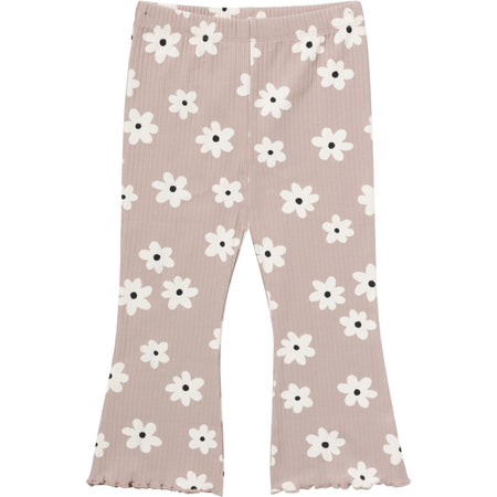 3-Pack Infant & Toddler Girls Brown Flowers, Oatmeal and Black Textured Flare Leggings