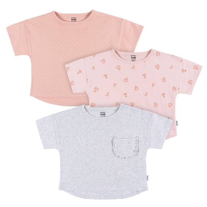 3-Pack Infant and Toddler Girls Flower T-Shirts