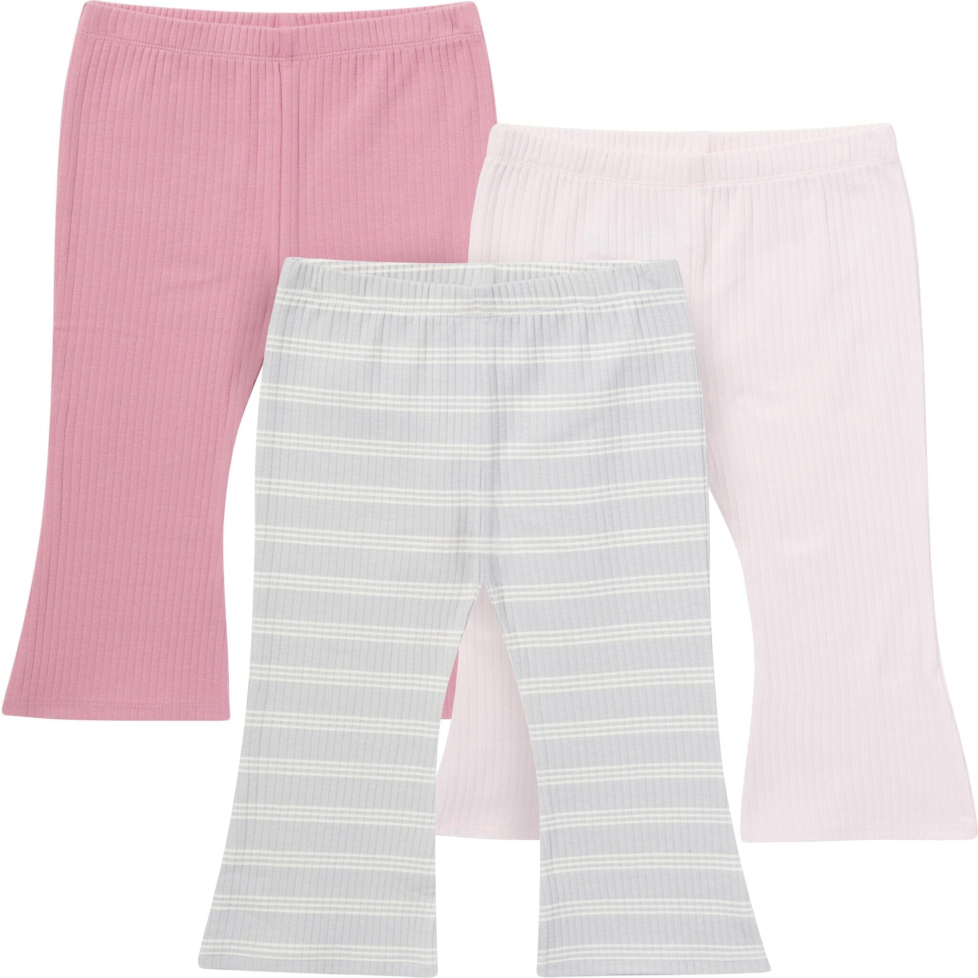 3-Pack Infant & Toddler Girls Gray and Pink Textured Flare Leggings bottoms Gerber® 