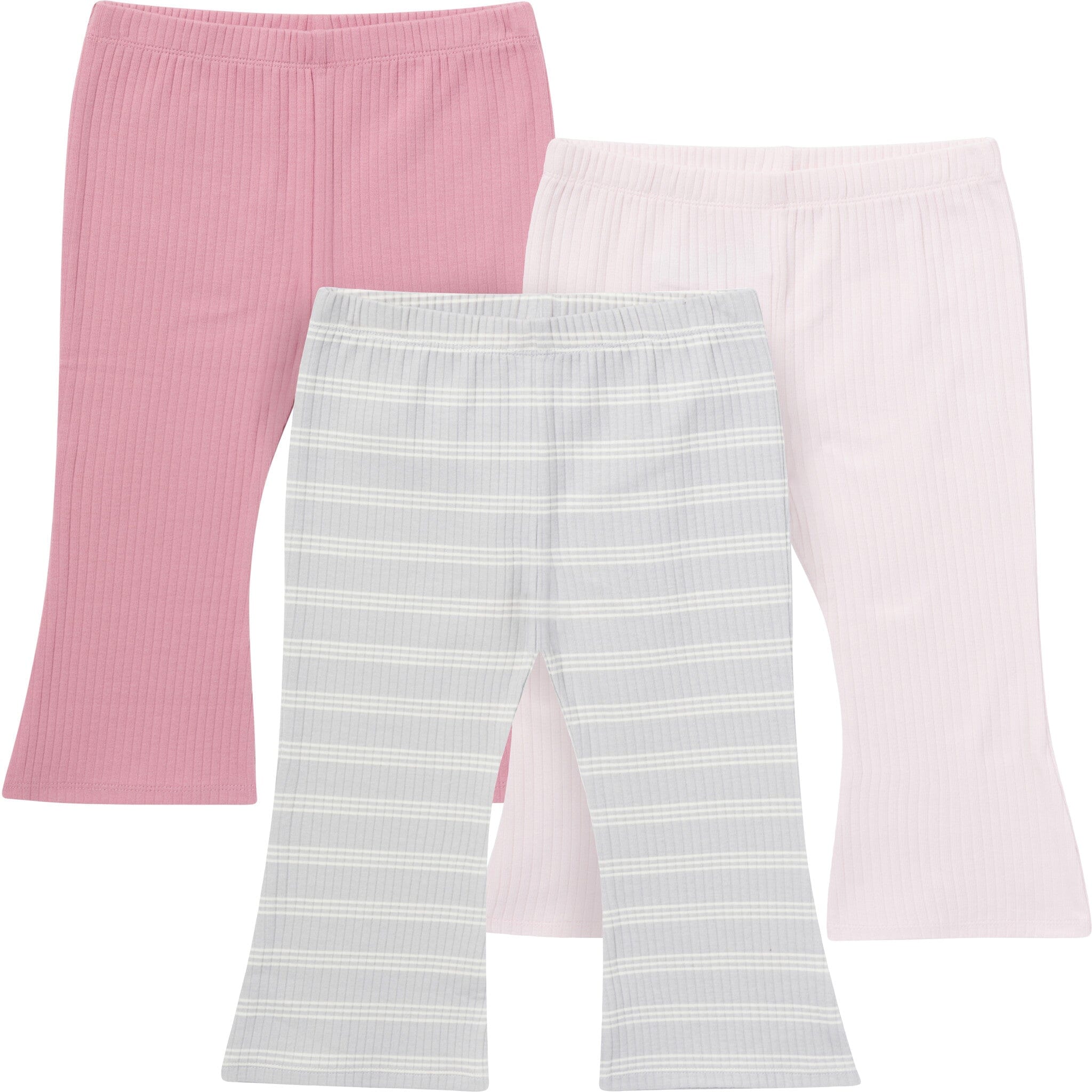 3-Pack Infant & Toddler Girls Gray and Pink Textured Flare Leggings bottoms Gerber® 
