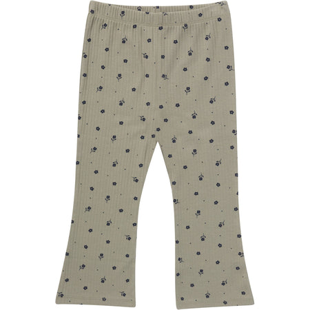 3-Pack Infant & Toddler Girls Green Daisies, Blue and Gray Ribbed Flare Leggings