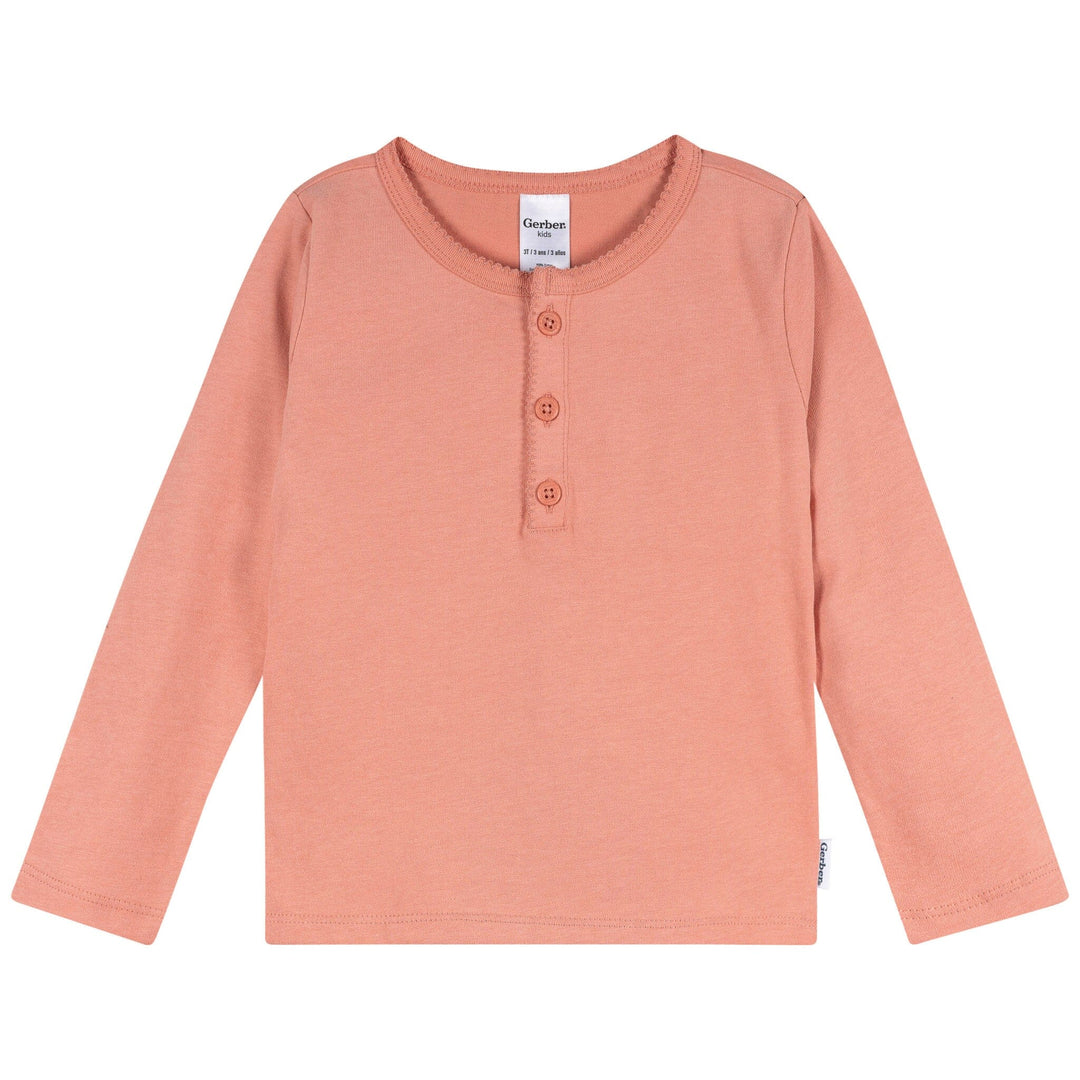 3-Pack Infant & Toddler Girls Green/Pink/Coral Long Sleeve Shirts Tops Gerber® 