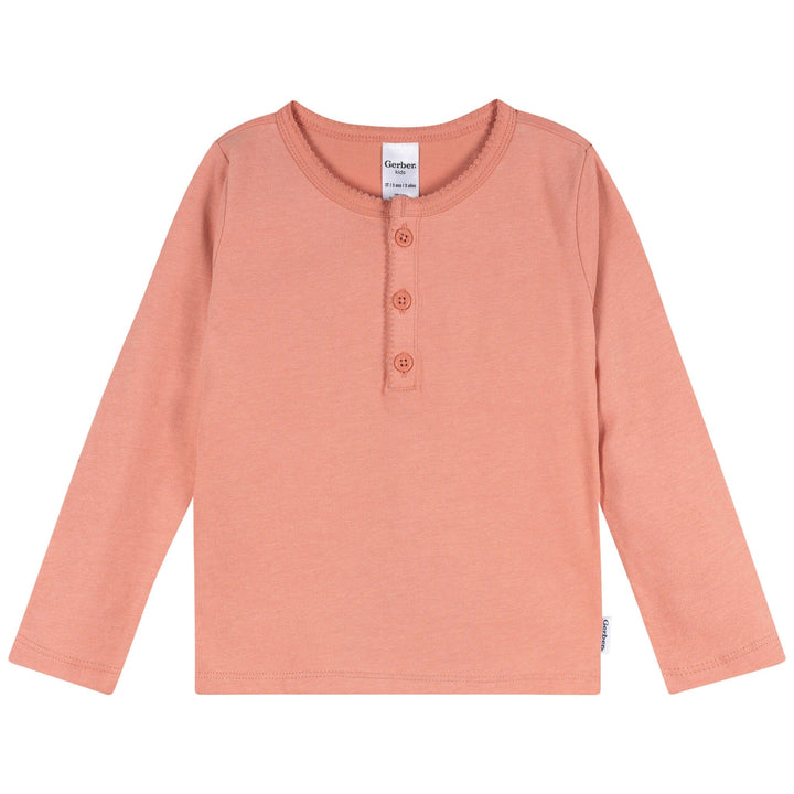3-Pack Infant & Toddler Girls Green/Pink/Coral Long Sleeve Shirts Tops Gerber® 