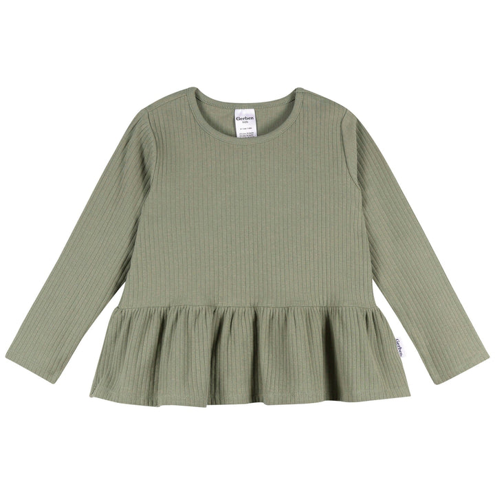 3-Pack Infant & Toddler Girls Green/Pink/Coral Long Sleeve Shirts Tops Gerber® 