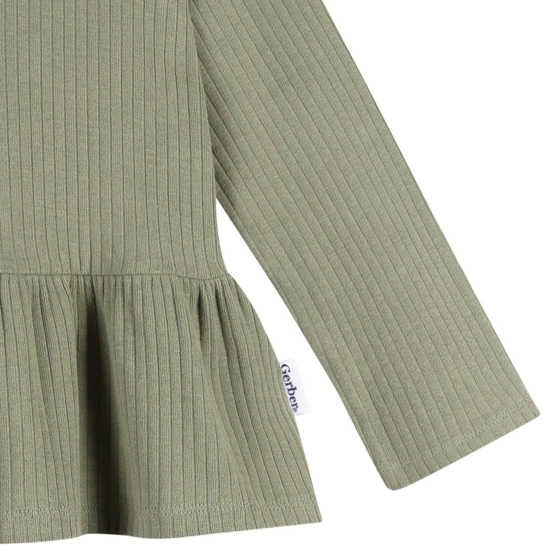 3-Pack Infant & Toddler Girls Green/Pink/Coral Long Sleeve Shirts Tops Gerber® 