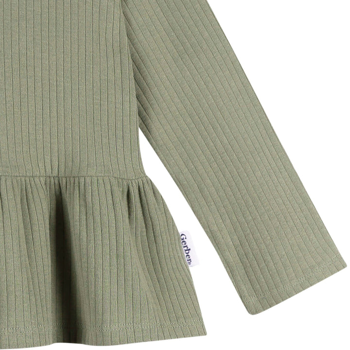 3-Pack Infant & Toddler Girls Green/Pink/Coral Long Sleeve Shirts Tops Gerber® 