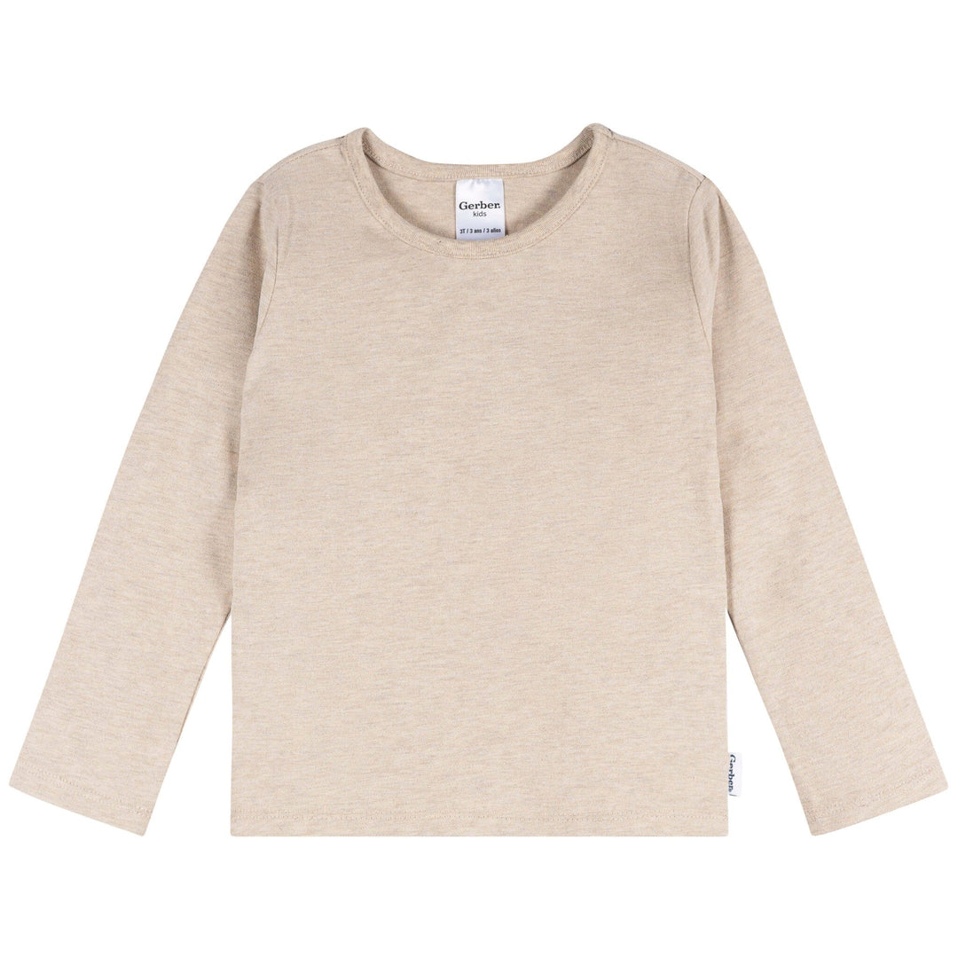 3-Pack Infant & Toddler Girls Navy/Oatmeal/Violet Long Sleeve Shirts Tops Gerber® 