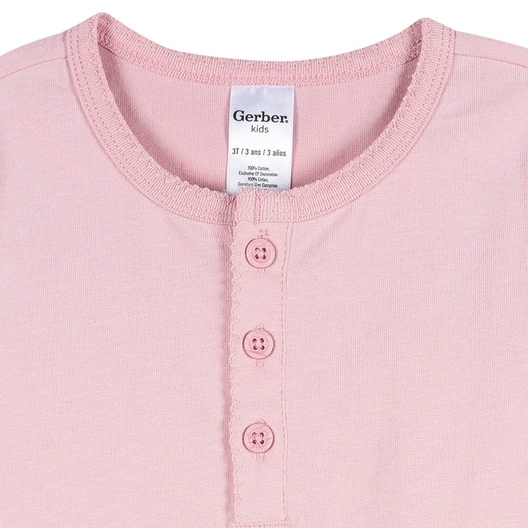 3-Pack Infant & Toddler Girls Navy/Oatmeal/Violet Long Sleeve Shirts Tops Gerber® 