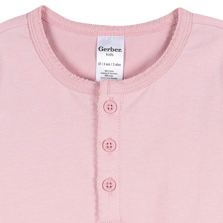 3-Pack Infant & Toddler Girls Navy/Oatmeal/Violet Long Sleeve Shirts Tops Gerber® 