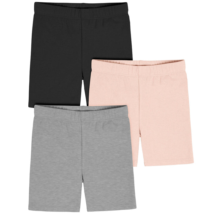 3-Pack Toddler Girls Grey/Pink/Black Bike Short