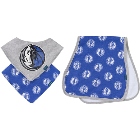 3-Piece Baby Neutral Dallas Mavericks Bandana Bib and Burp Cloth Set