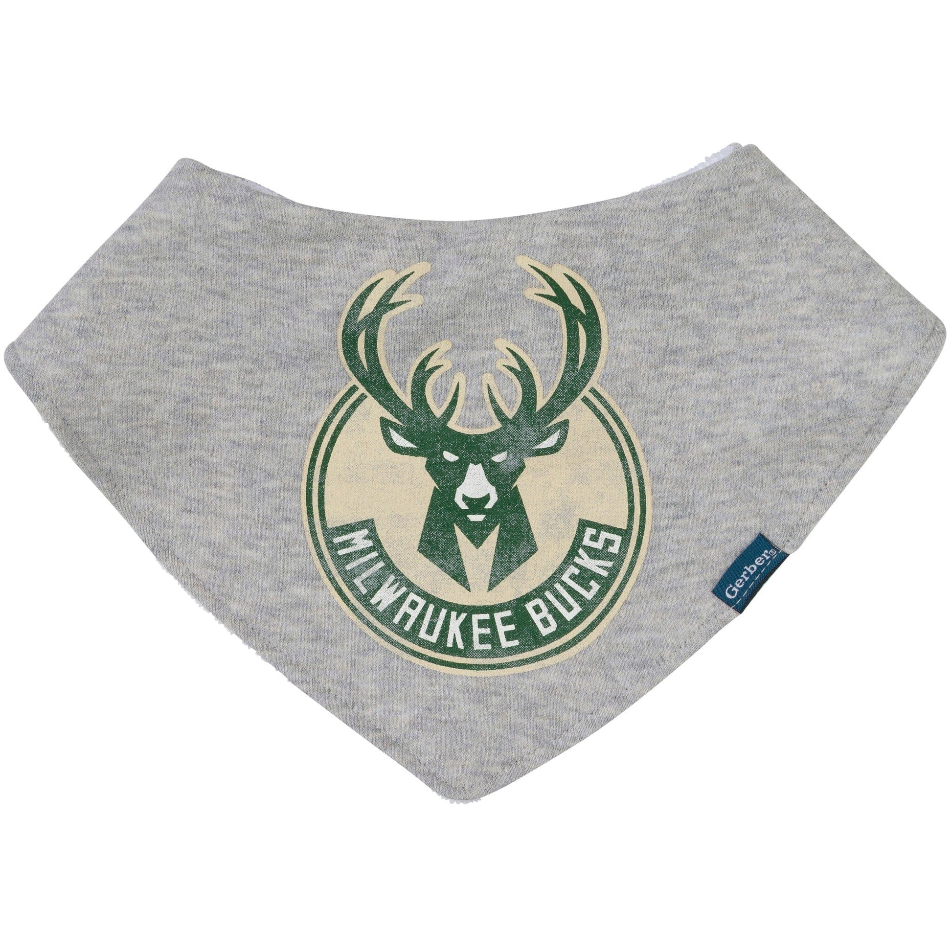 3-Piece Baby Neutral Milwaukee Bucks Bandana Bib and Burp Cloth Set Accessories Gerber® 