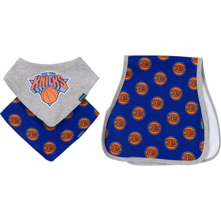 3-Piece Baby Neutral New York Knicks Bandana Bib and Burp Cloth Set