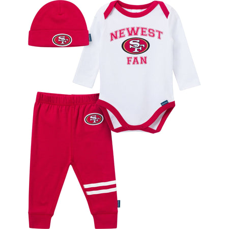 3-Piece Baby Boys San Francisco 49ers Bodysuit, Active Pant and Cap Set