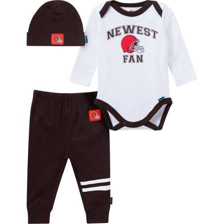 3-Piece Baby Boys Cleveland Browns Bodysuit, Active Pant and Cap Set