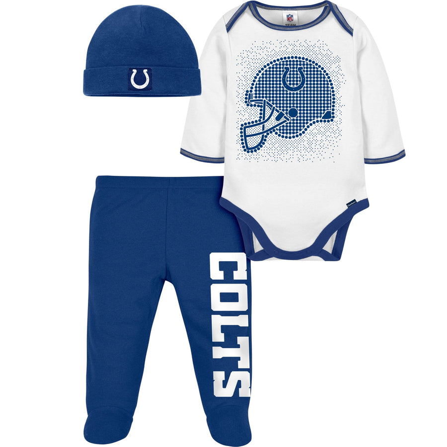 3-Piece Baby Boys Colts Bodysuit, Footed Pant, & Cap Set