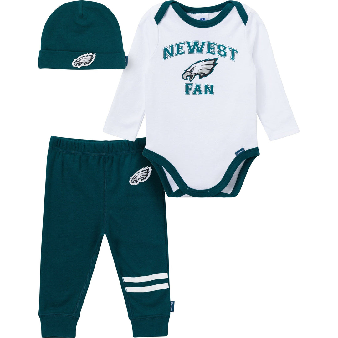 3-Piece Baby Boys Philidelphia Eagles Bodysuit, Active Pant and Cap Outfits & Sets NFL 