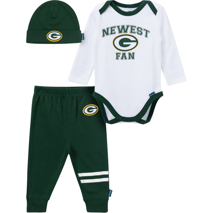 3-Piece Baby Boys Green Bay Packers Bodysuit, Active Pant and Cap Outfits & Sets NFL 