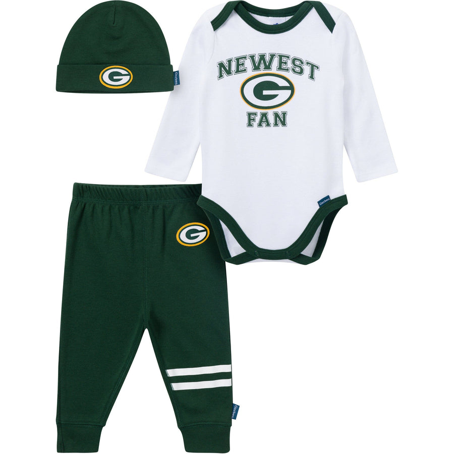 3-Piece Baby Boys Green Bay Packers Bodysuit, Active Pant and Cap Outfits & Sets NFL 