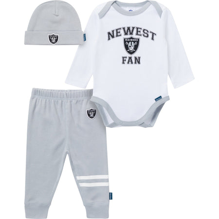 3-Piece Baby Boys Las Vegas Raiders Bodysuit, Active Pant and Cap Set