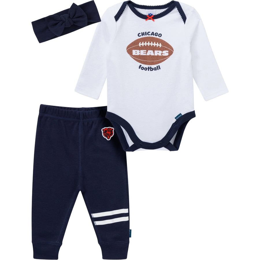 3-Piece Baby Girls Chicago Bears Bodysuit, Pants & Headband Set Outfits & Sets NFL 