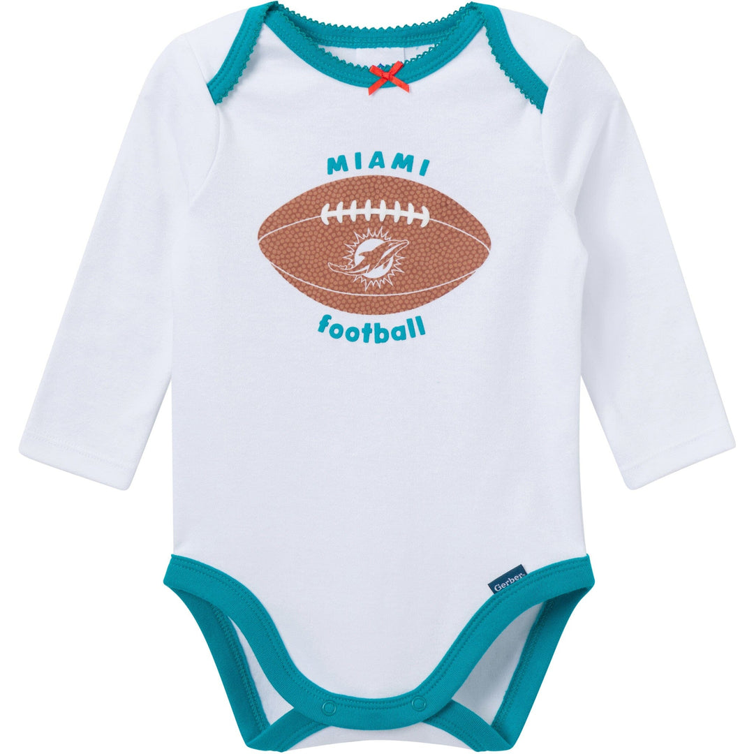 3-Piece Baby Girls Miami Dolphins Bodysuit, Pants & Headband Set Outfits & Sets NFL 