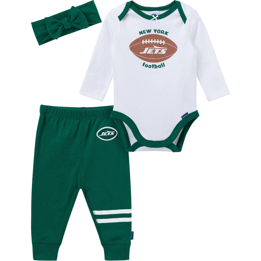 3-Piece Baby Girls New York Jets Bodysuit, Pants & Headband Set Outfits & Sets NFL 