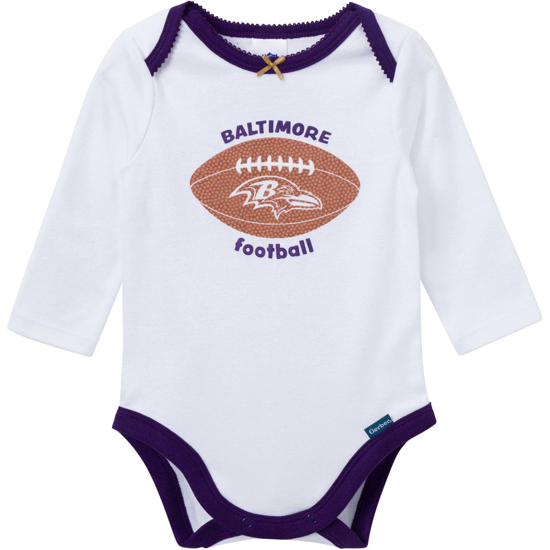 3-Piece Baby Girls Baltimore Ravens Bodysuit, Pants & Headband Set Outfits & Sets NFL 