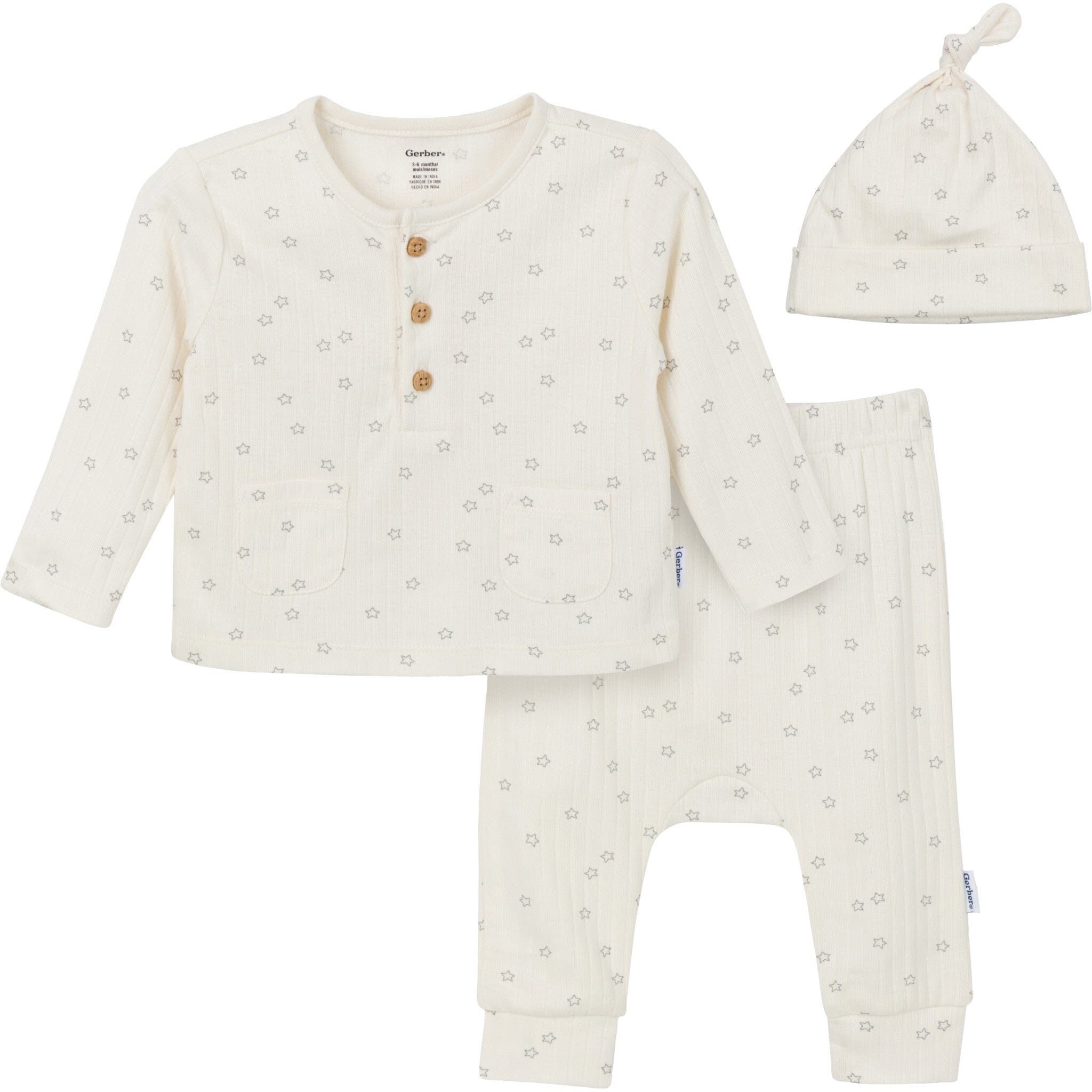 3-Piece Baby Neutral Neutral Grey Moons Take Me Home Set Outfits & Sets Gerber® 
