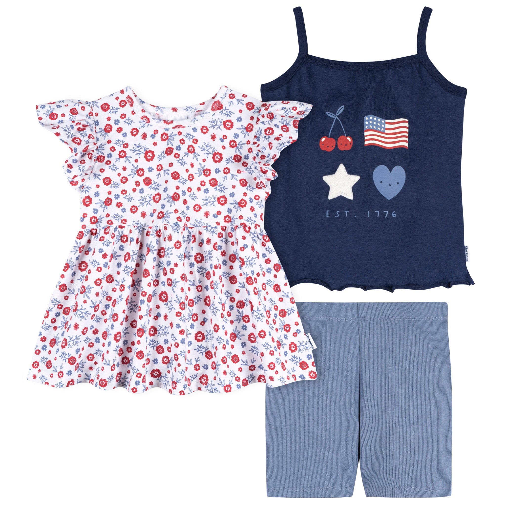 3-Piece Infant & Toddler Girls Usa T-Shirts & Shorts Outfits & Sets Gerber® 
