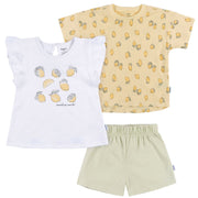 3-Piece Infant & Toddler Girls Yellow Lemons Shirt and Shorts Set