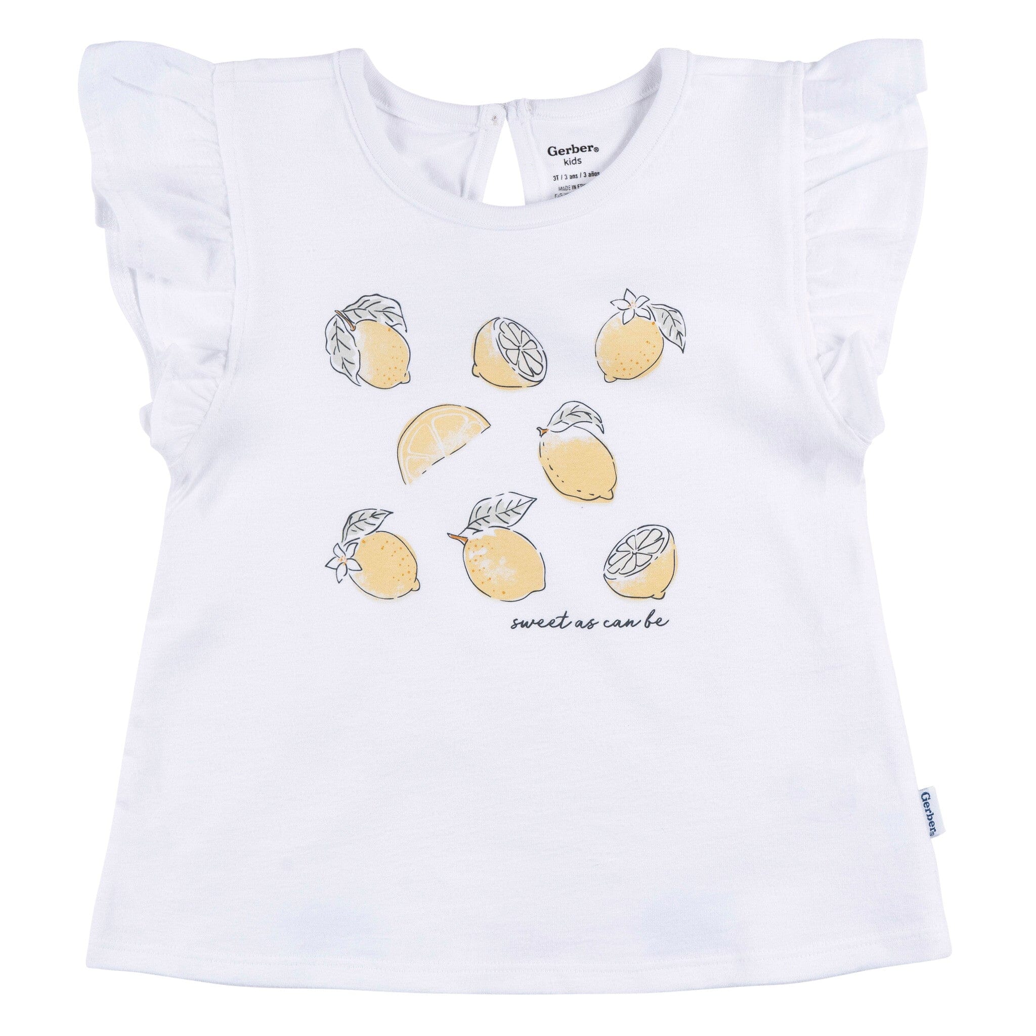 3-Piece Infant & Toddler Girls Yellow Lemons Shirt and Shorts Set