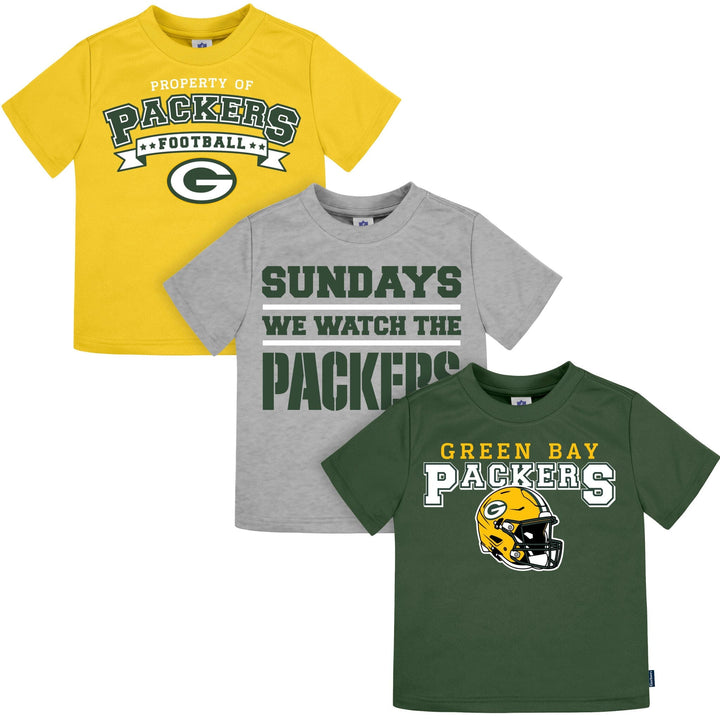 3-Piece Infant & Toddler Neutral Green Bay Packers T-Shirts Tops NFL 