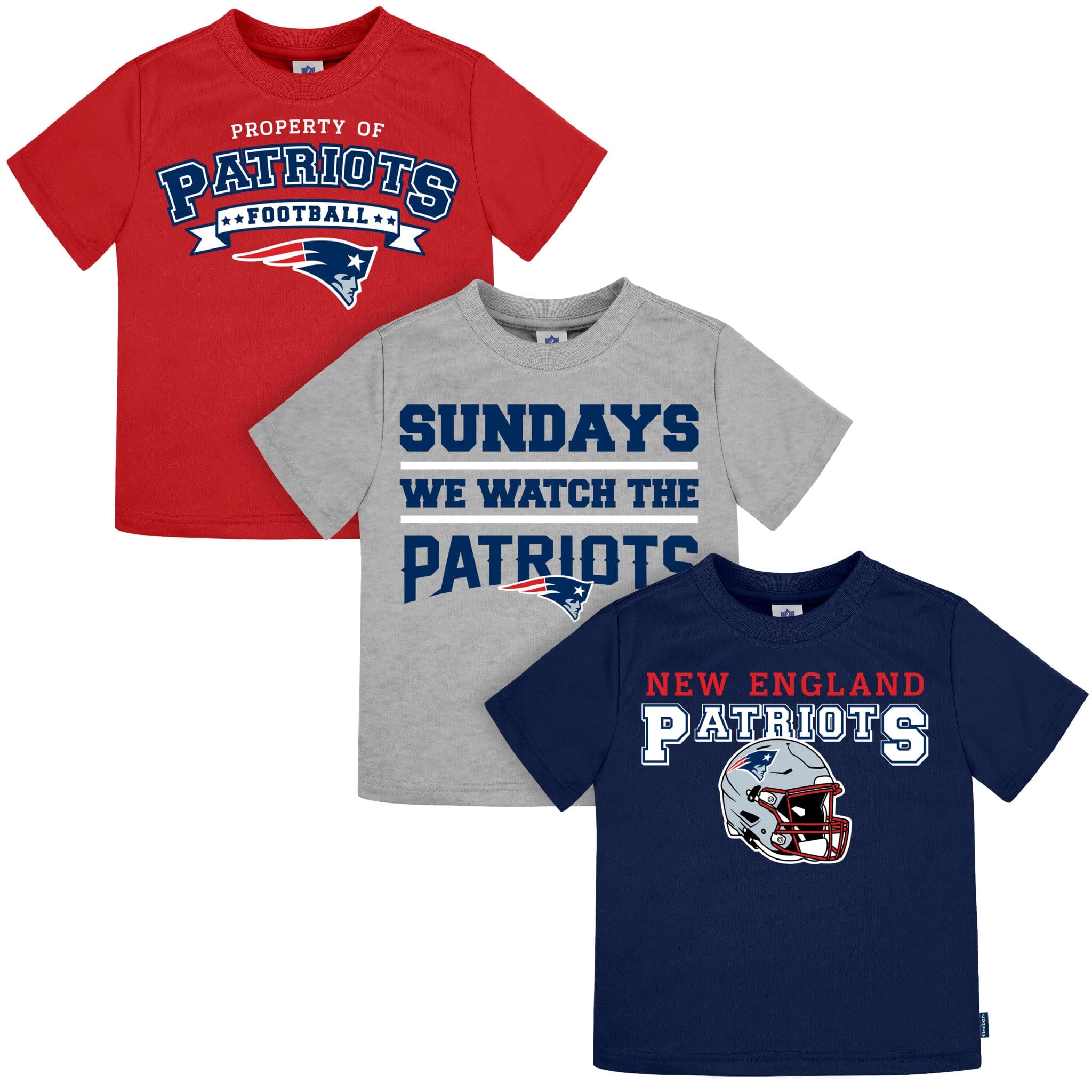 3-Piece Infant & Toddler Neutral New England Patriots T-Shirts Tops NFL 