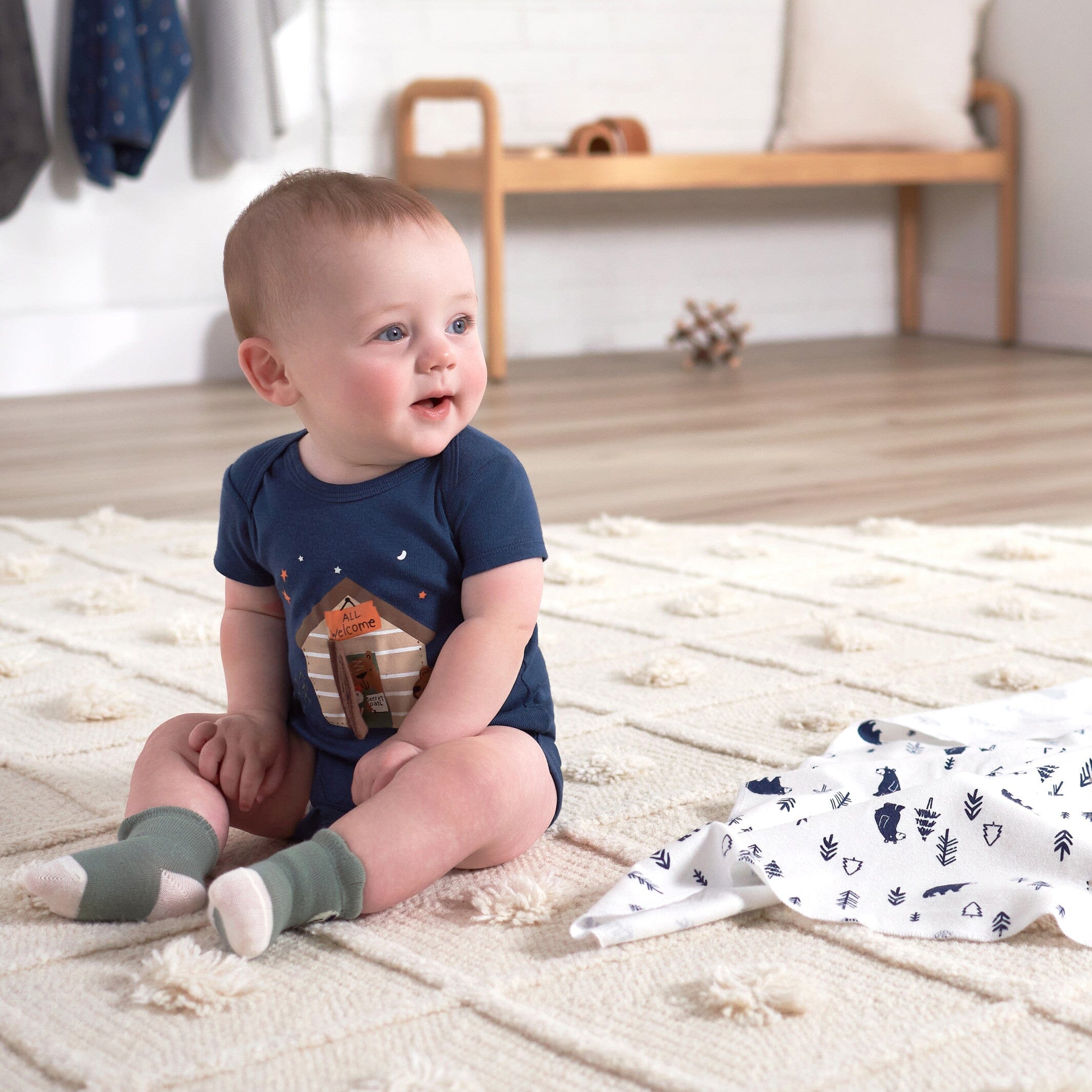 4- Baby Boys Bear Flannel Blankets