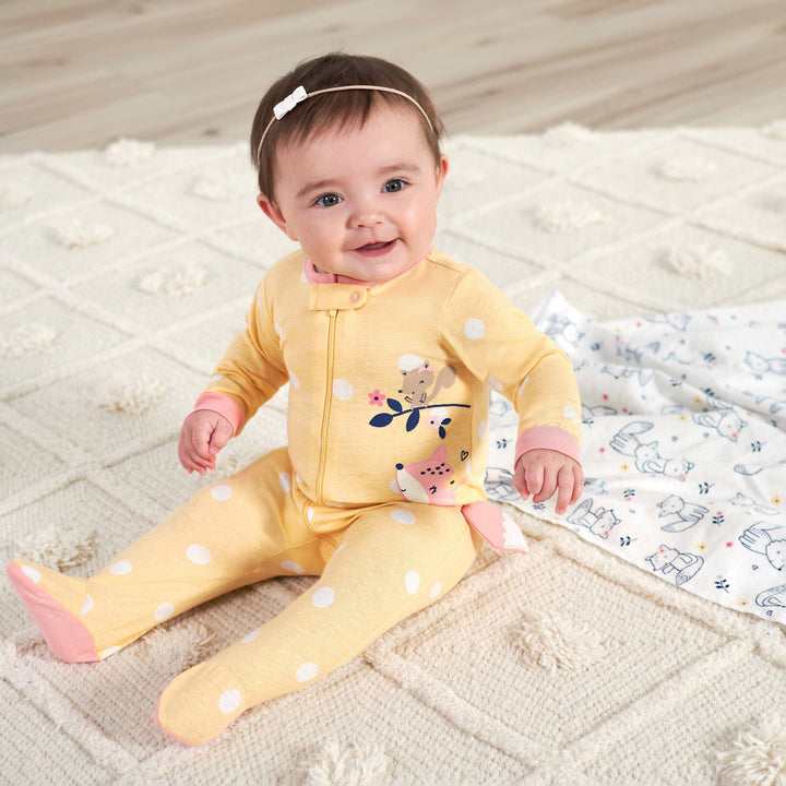 4- Baby Girls Fox Flannel Blankets