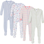 4-Pack Baby & Toddler Girls Butterflies Snug Fit Footed Pajamas