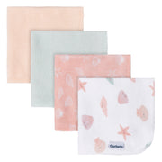 4-Pack Baby Girls She Sells Sea Shells Terry Washcloths Bath Gerber® 