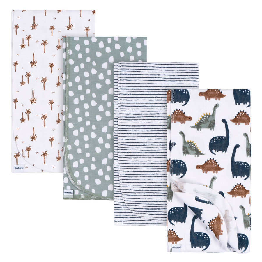 4-Pack Baby Boys Dino Time Flannel Blankets