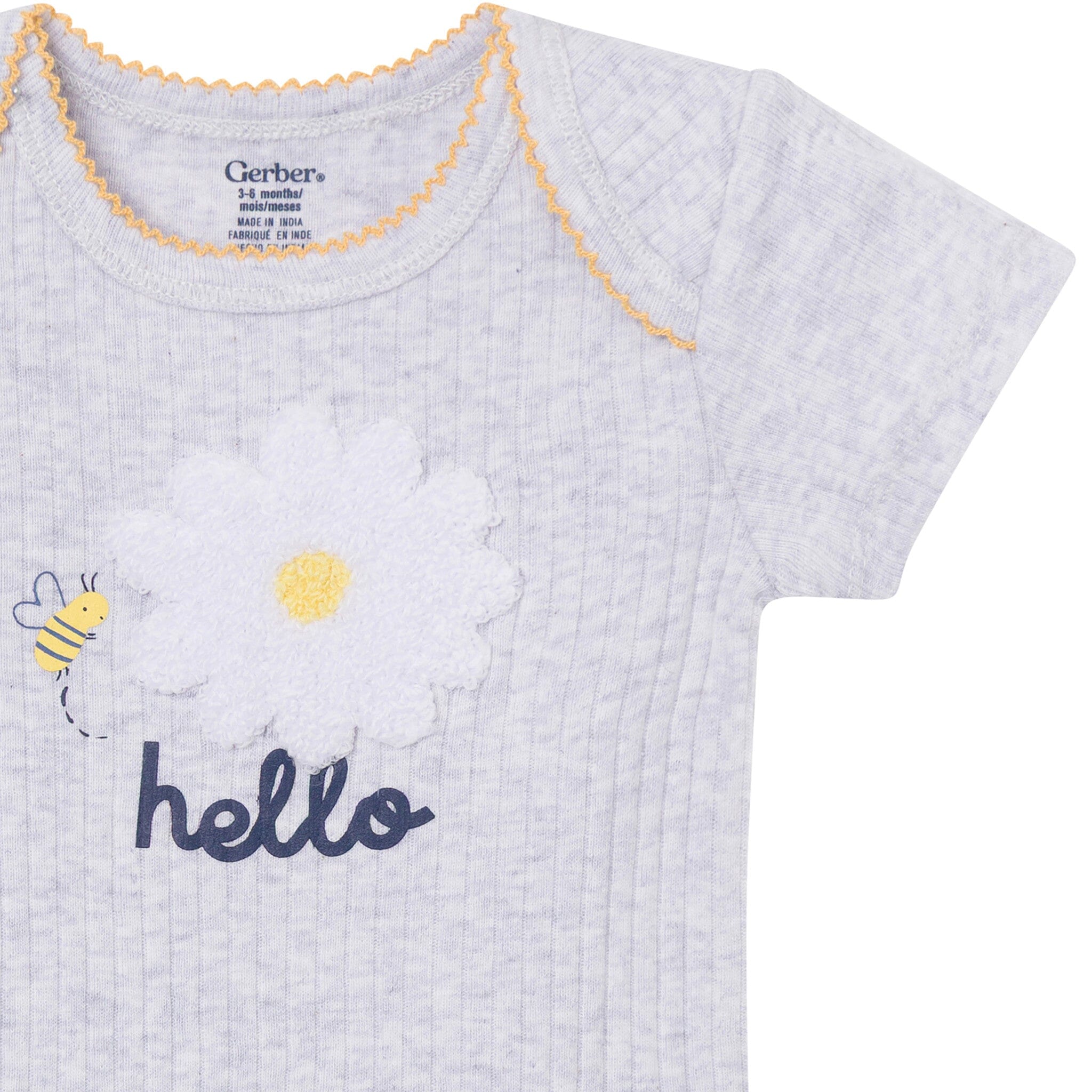 4-Pack Baby Girls Bee Flower Garden Short Sleeve Bodysuits onesies Gerber® 