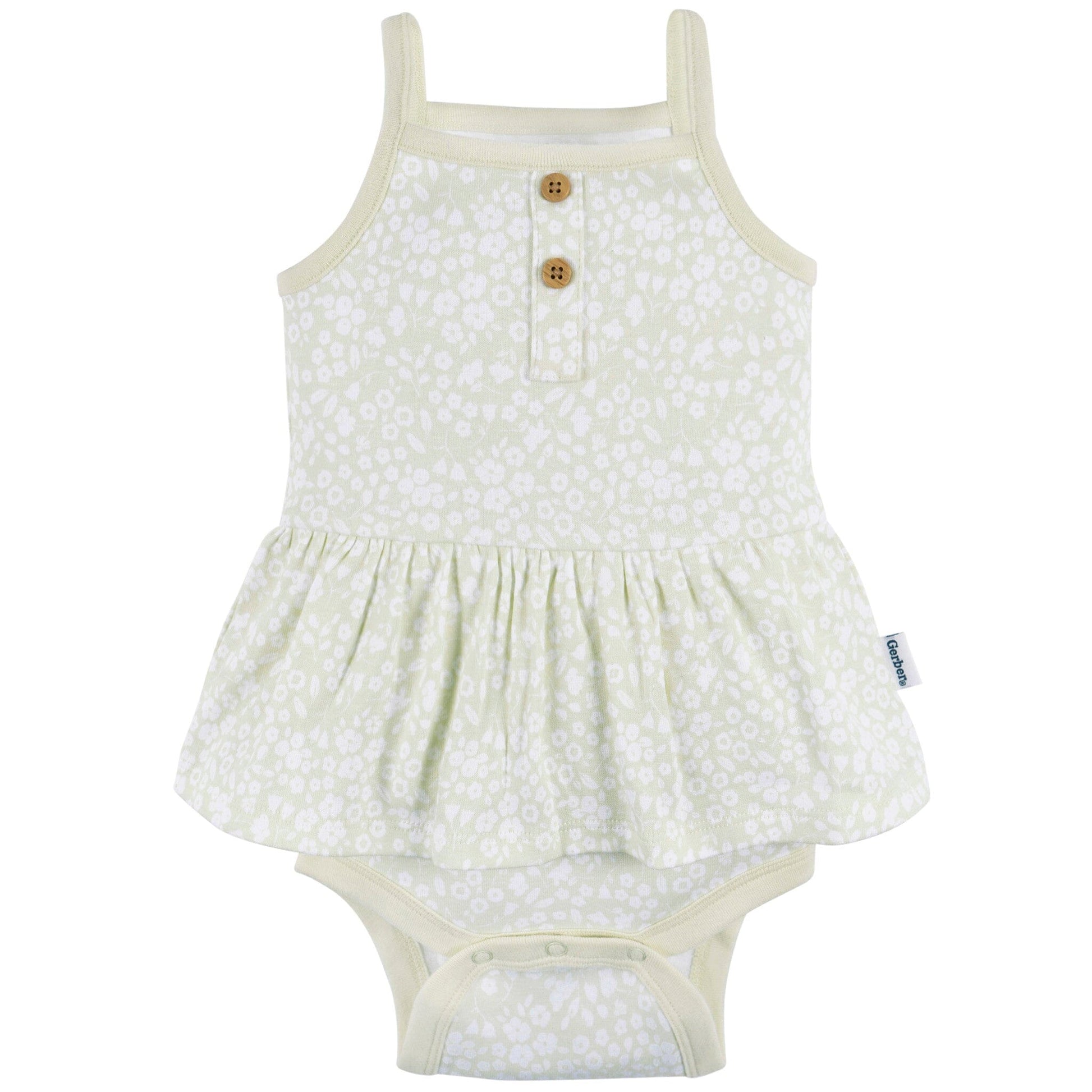 4-Pack Baby Girls Green Foral Sleeveless Onesies® Bodysuits