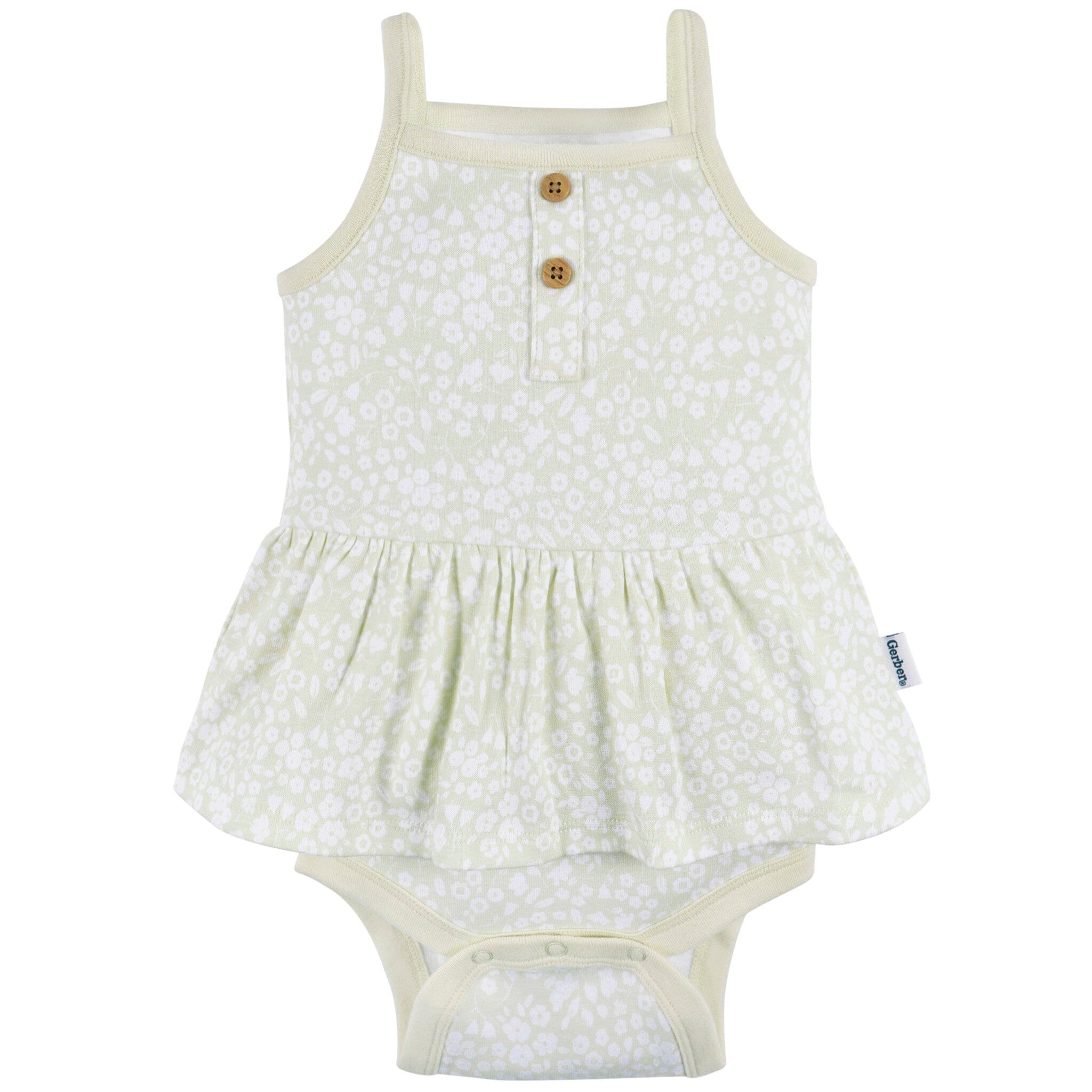 4-Pack Baby Girls Green Foral Sleeveless Onesies® Bodysuits