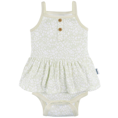 4-Pack Baby Girls Green Floral Sleeveless Onesies® Bodysuits