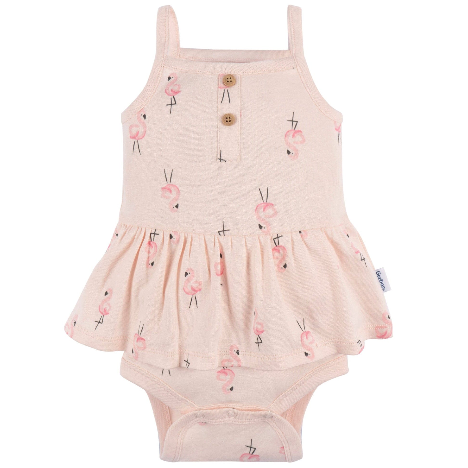 4-Pack Baby Girls Pink Flamingo Sleeveless Onesies® Bodysuits