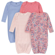 4-Pack Baby Girls Pink Floral Gowns Gerber® 